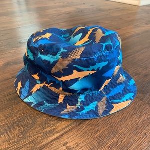 Blue and Orange Shark Sun Hat 6/18m